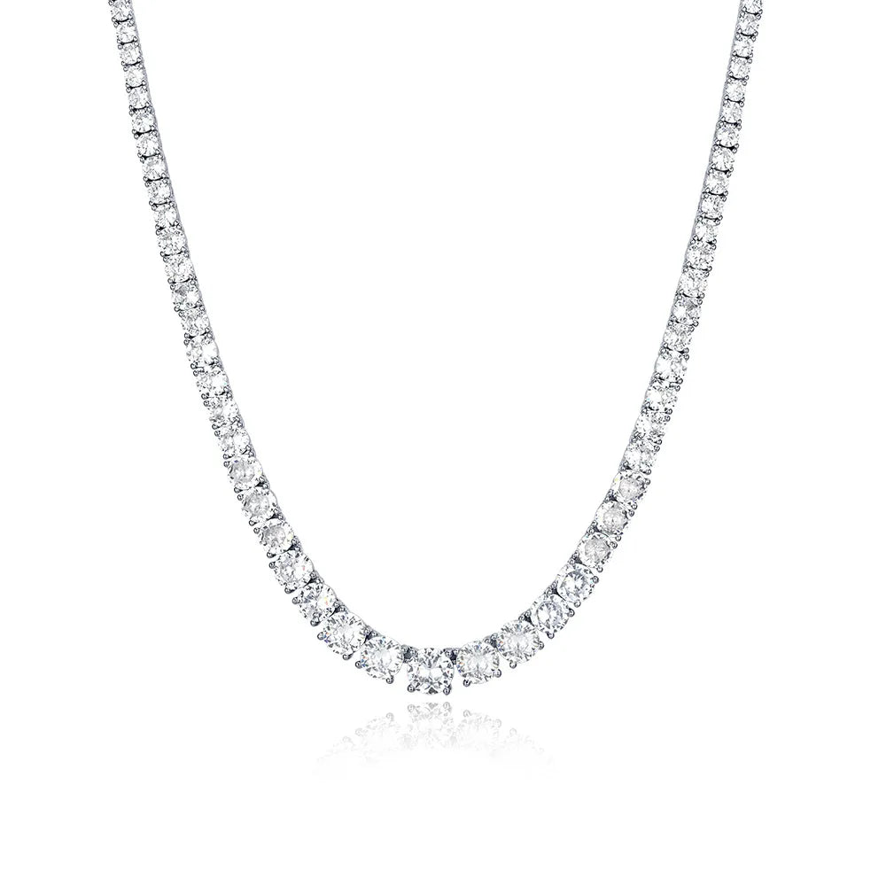 Silver 925 Original Brilliant Cut Diamond Test Past 2mm-6mm D Color Moissanite 4 Claws Tennis Necklace for Wedding Fine Jewelry