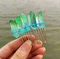 DIY DIY Wholesale Natural Angel Aura Gemstone Wands Aura Clear Quartz Points for Crafts