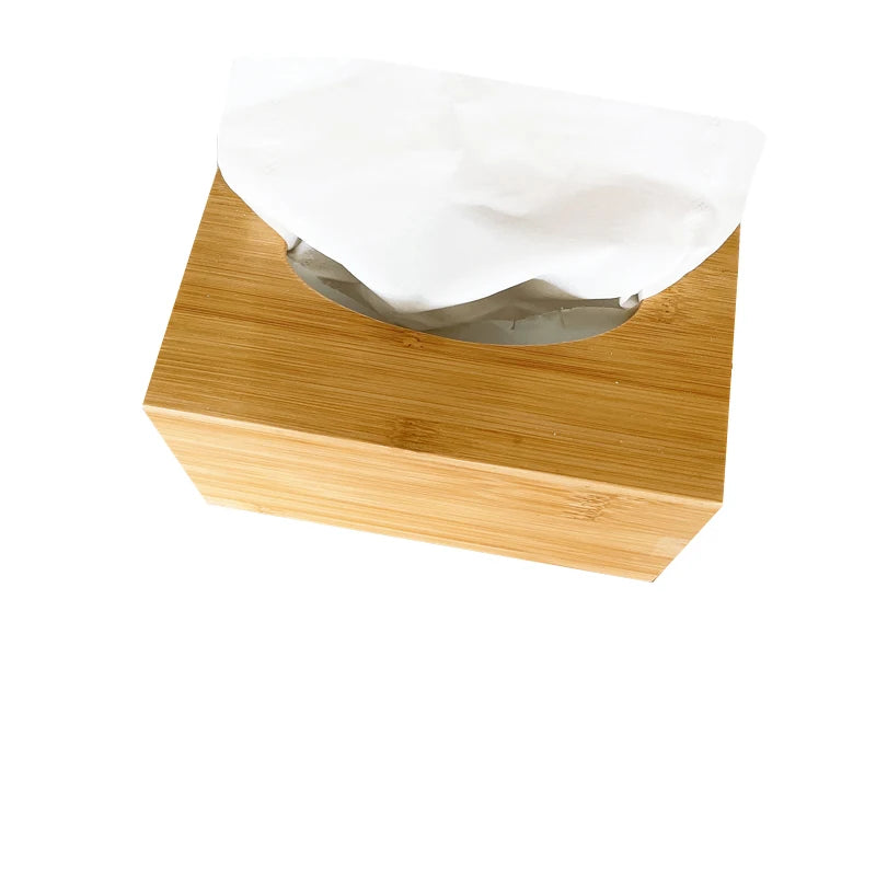 Wholesale Durable Customizable Modern Style Rectangle Bamboo Tissue Box Cover/Holder Room Decorative Slide Bottom Custom Logo