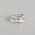 Minimalist Double Layer Curved Simple Rings for Women Open Adjustable Sterling Silver 925 Finger Ring Fine Jewelry Bijoux