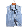 Veste En Jean With Washed Process Jean Vest Denim Men and Women Unisex Outer Wear Homme En Jeans Distressed Denim Vest