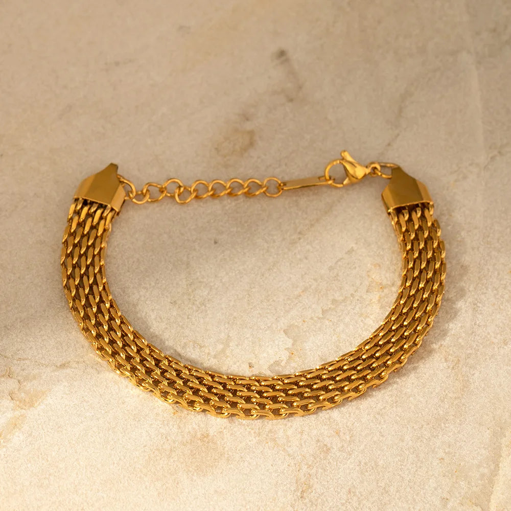High PVD 18K Gold Plated Chain Bracelet Trendy Jewelry Stainless Steel Watch Band Chain Bracelet