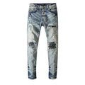 Slim Straight Leg Knee Hole Stretch Pants for Men Ripped Jeans Men Skinny Jeans Men