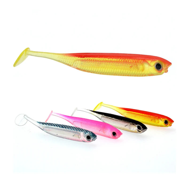 WEIHE 7.5cm 2.2g Artificial T-tail Soft Fish Lure 3D Eyes Paddle Tail Bait for Casting