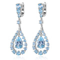 C2183 High-Quality Jewelry Wholesale Pear 8x12mm Sky Blue Topaz 925 Sterling Silver Gemstone Large Chandelier Earrings