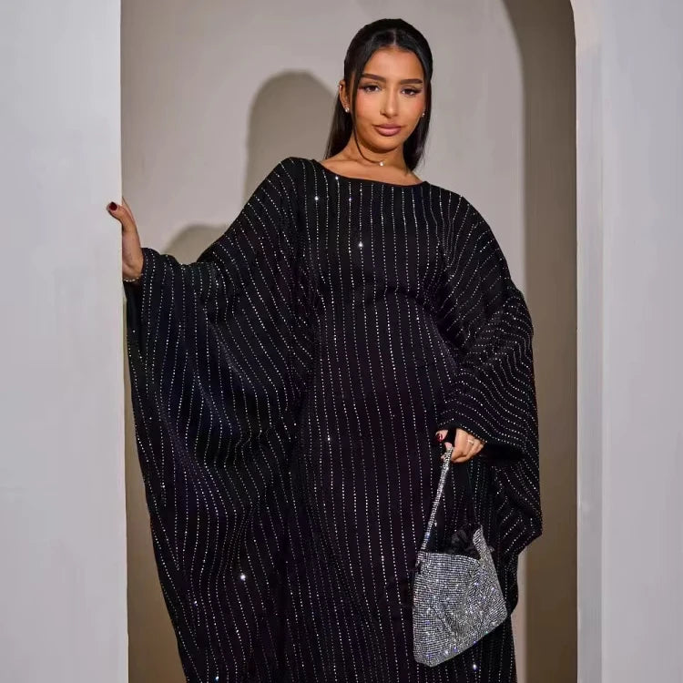 Latest EID Dubai Turkey Jalabiya Designs Kaftan Long Robe Simple Diamond Dubai Dresses