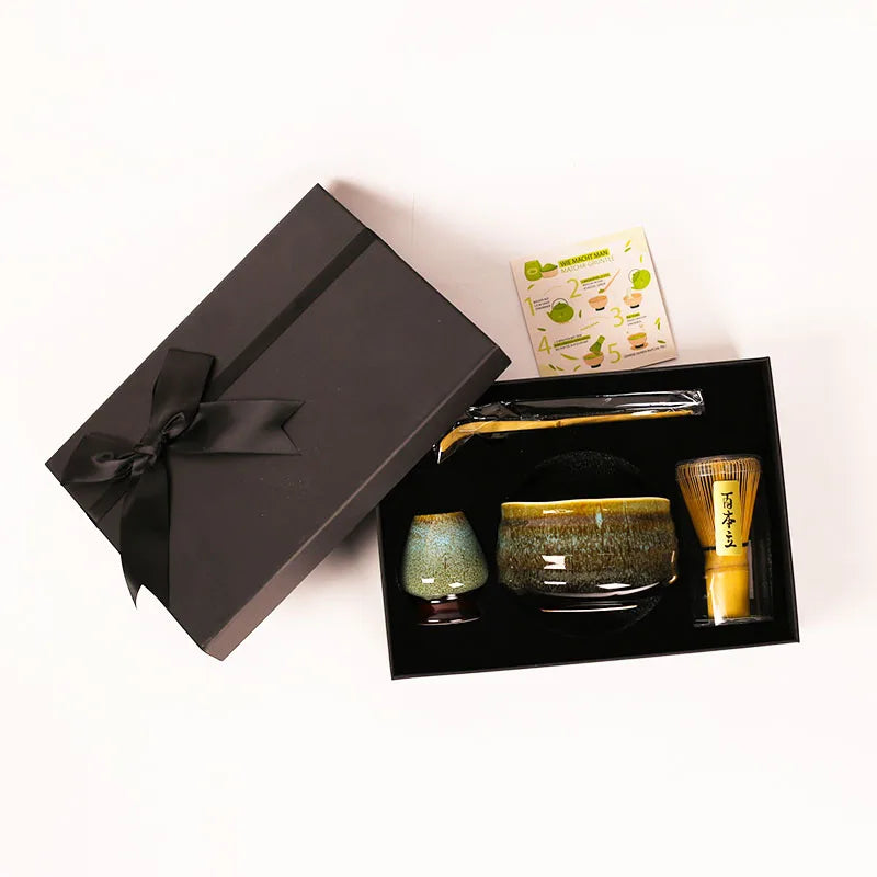 Customized Eco-Friendly Stocked Classic Design Bamboo Whisk Set Holder Bowl Scoop Gift Case-Matcha Coffee Tea Use
