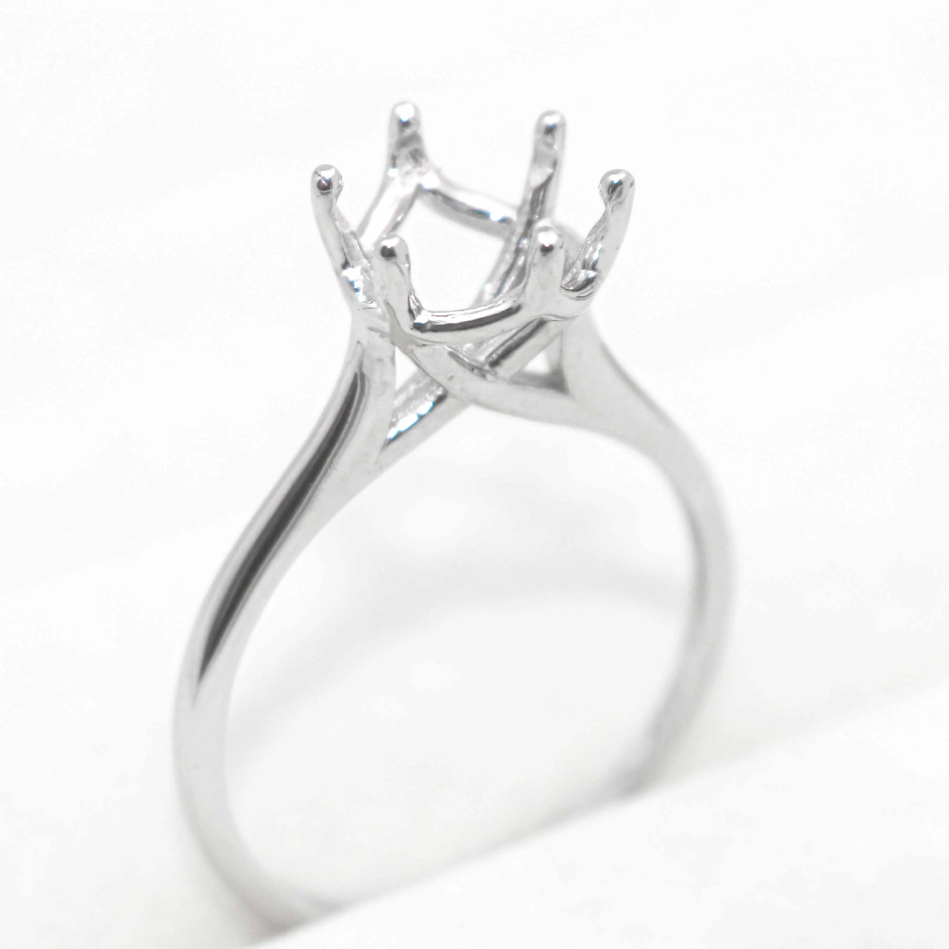 Sterling Silver 8mm/2CT Semi Mount Ring Frame Blank Claw Setting Base Holder Without Main Stone for Moissanite Diamond DIY Inlay