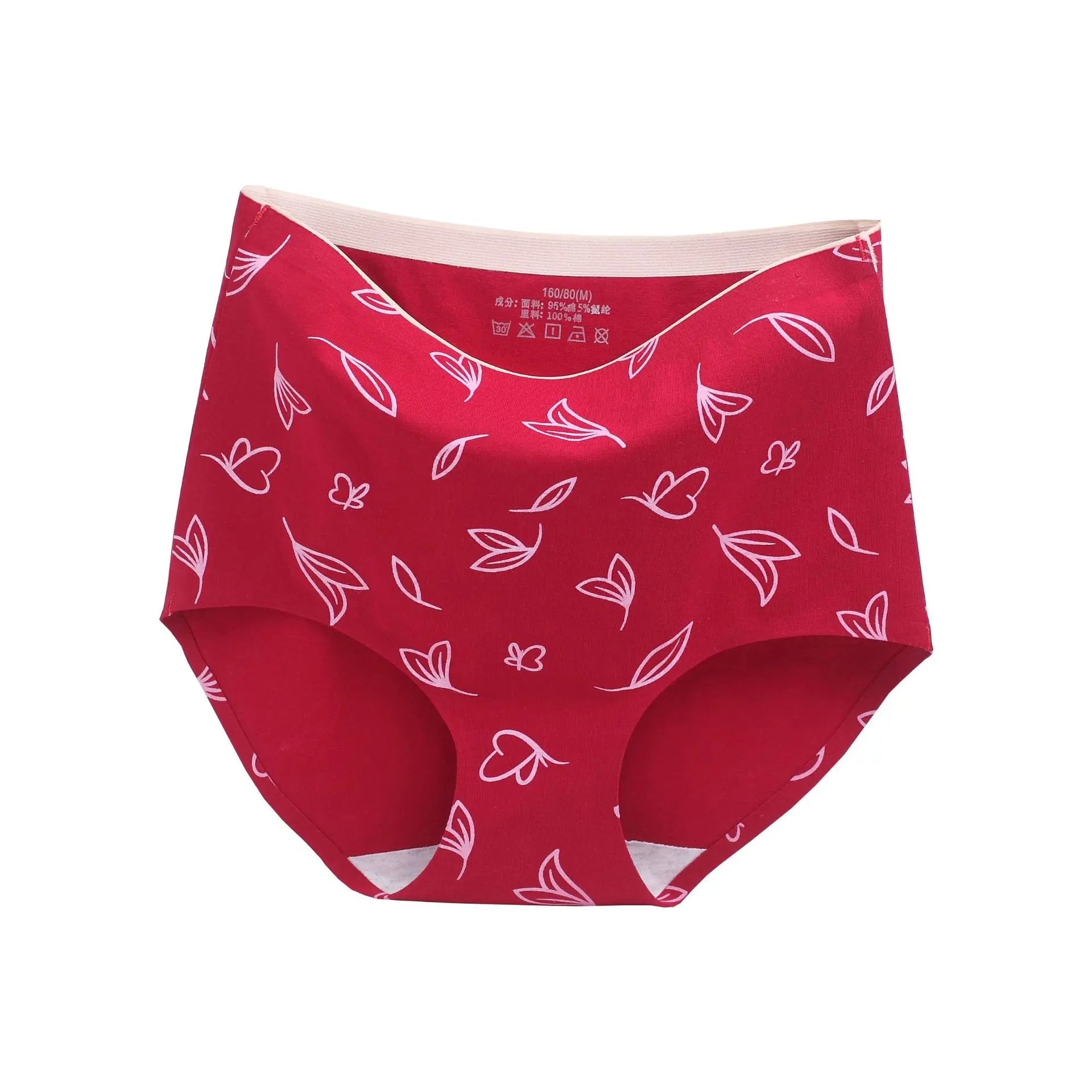 KK108 Non-marking One-piece Rubberized Ladies Underwear 95% Cotton Printed Breathable Romantic Women's Hipster Waist Logo