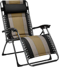 Outdoor Adjustable Reclining Zero Gravity Lounge Chair Cup Holder Padded Patio Folding Beach Chair for Hotel Villa Beach Use