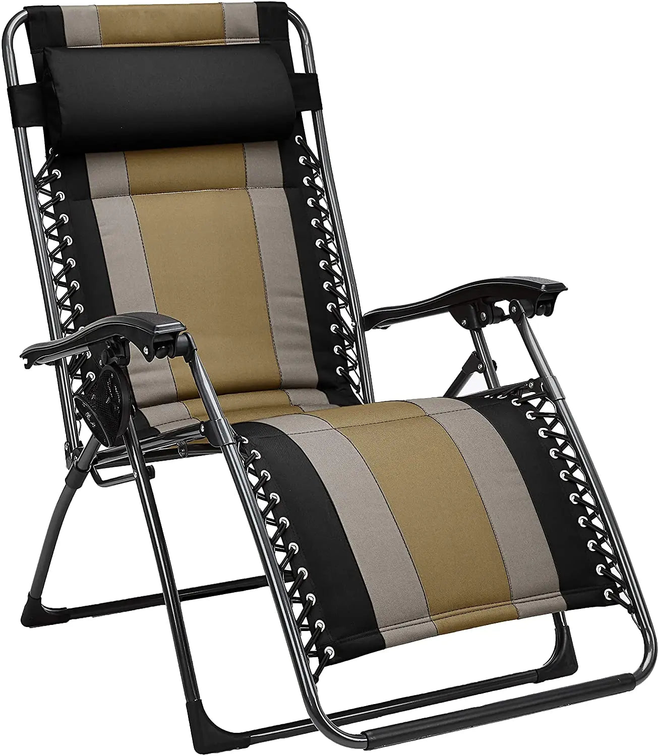 Outdoor Adjustable Reclining Zero Gravity Lounge Chair Cup Holder Padded Patio Folding Beach Chair for Hotel Villa Beach Use