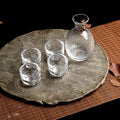 Handmade Clear Glass Shot Glass Sake Wine Cup Set Rice Wine Cup Flasks Liquor Glasses Hammer Pattern Sake Pot Set Japanese Style