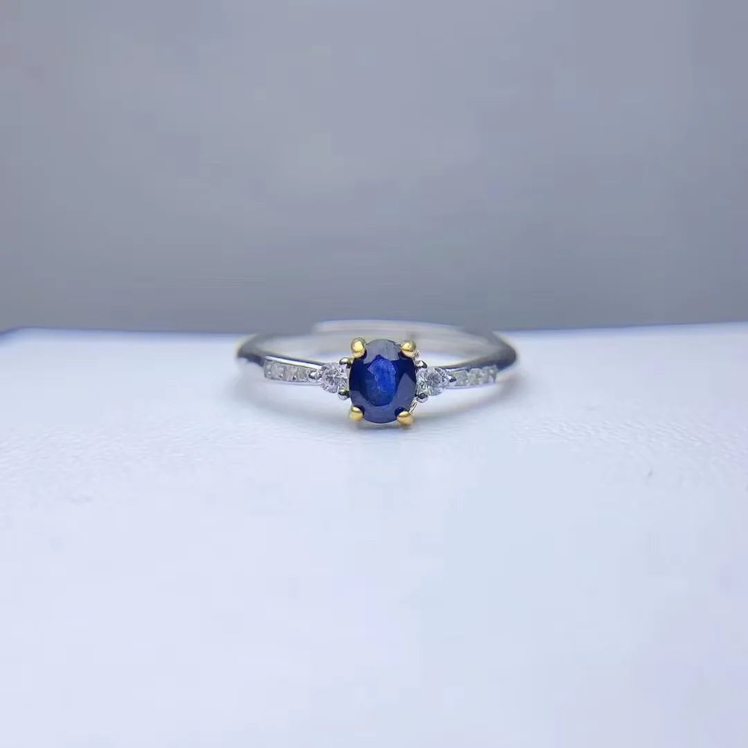 New Design Vintage Sterling Silver Fine Ring Fashionable Natural Sapphire Shaped 3925 Jewelry