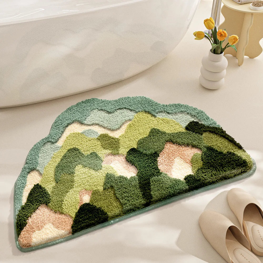 Flower Printing Absorbent Non-Slip Plush Shaggy Tufted Bath Carpet Rugs Bathroom Mat