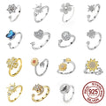 Wholesale 925 Sterling Silver 18K Gold Plated Open Adjustable Size Rotating Spinner Relief Fidget Rings for Anxiety for Women