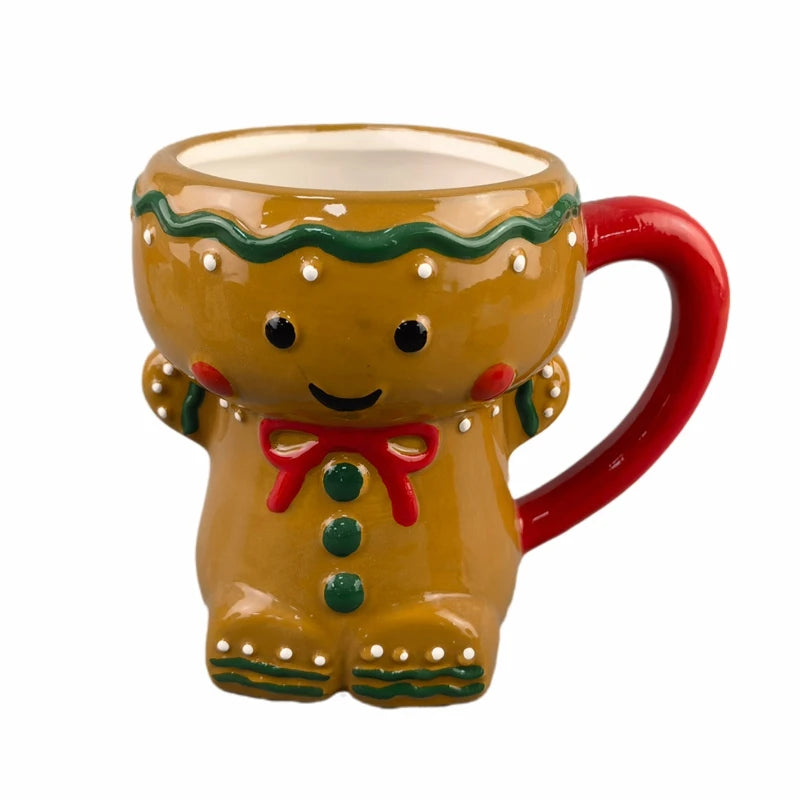 2025 North American Popular Christmas Gingerbread Penguin Snowman Party Pottery Ceramic Beer Mug Customized Color Logo Modern