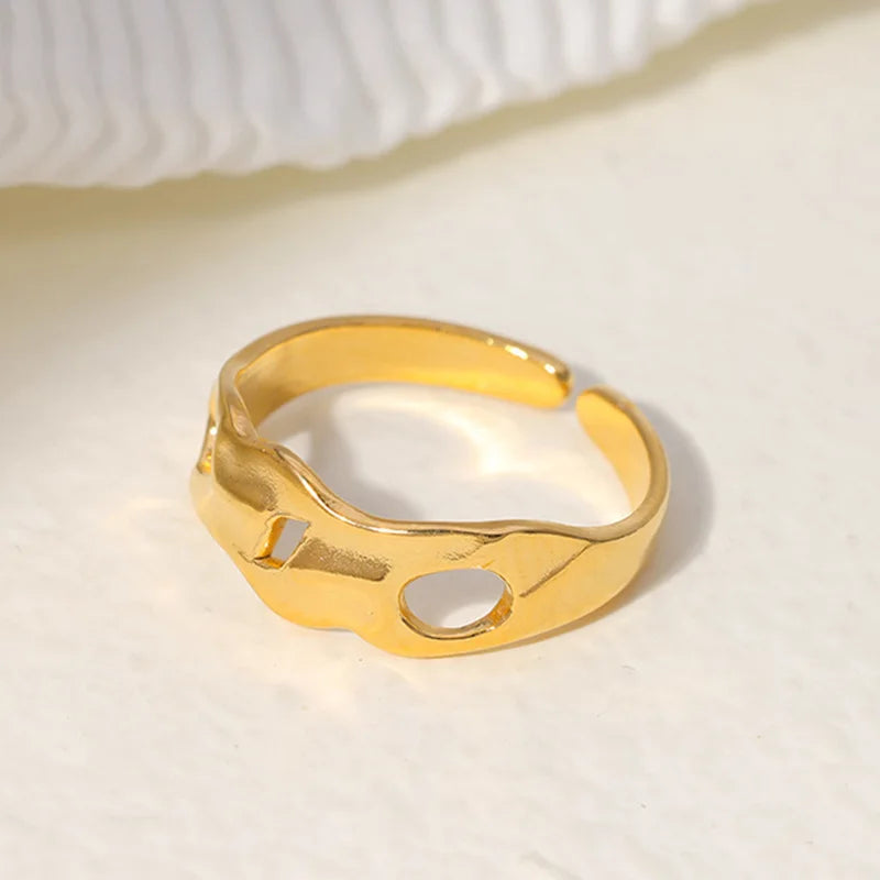Beimai OEM Ring Vintage Stainless Steel Irregular Chain Couple Ring