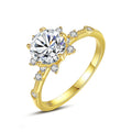 CZCITY 14K Gold  Plated Cubic Zirconia Flower Rings Jewelry Women Designer Silver 925 Zircon Ring Luxury