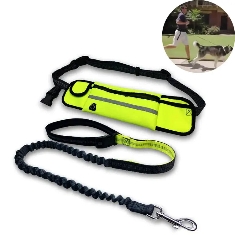 Adjustable Waterproof Waist Pouch Bags Reflective Pet Leash for Hand Free Running Walking Waist Bag Pet Bungee Leash for Dog