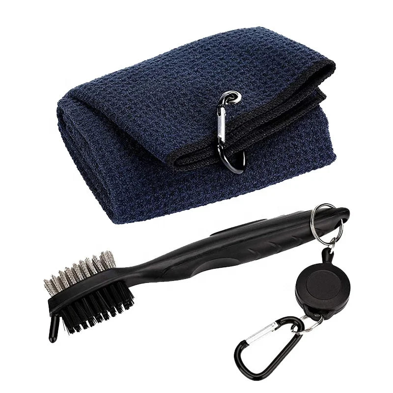 Custom Design Microfiber Waffle Golf Towel Quick-Dry Soft Club Sharpener Tool Outdoor Christmas Sports Cleaning Kit Gift Set