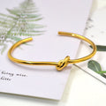 HOVANCI Women's Trendy Elegant 18K Gold Stainless Steel Adjustable Open Knot Cuff Bracelet Fashion Bangle Bracelets