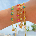 18k Gold Plated Stainless Steel Bracelets for Women Colorful Daisy Chain Bracelet for Women