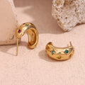 Colorful Zircon Hoop Earring Chunky Gold Plated Earrings Stainless Steel Jewelry Wholesale