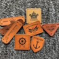Pu Vegan Leather Centre Fold Custom Garment Care Labels with Embroidery New 2121 for Leather Bags Clabel Luggage Leather