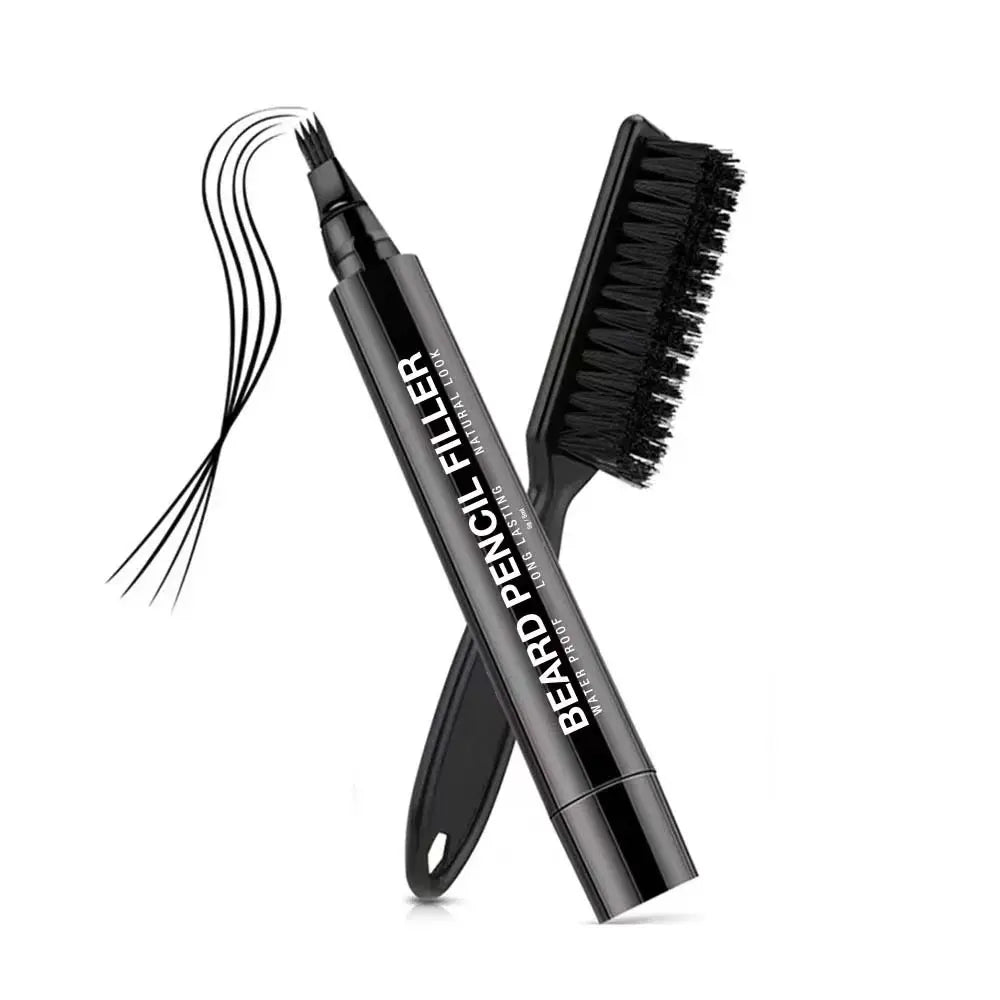 Private Label Vegan Waterproof  Moustache Pen Beard Pen 4 Prong No logo Fixing Beard Pencil Beard Styling Filling Pen
