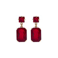 Wholesale Gold Plated Multicolor Acrylic Geometric Earrings with Diamond Delicate Colorful Crystal Square Stud Earrings Women