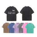 RNSHANGER Custom 230gsm Heavyweight Washed T-shirt Basic Pure Cotton Thick Round Neck Base Shirt for Men Women Short Sleeve Tees
