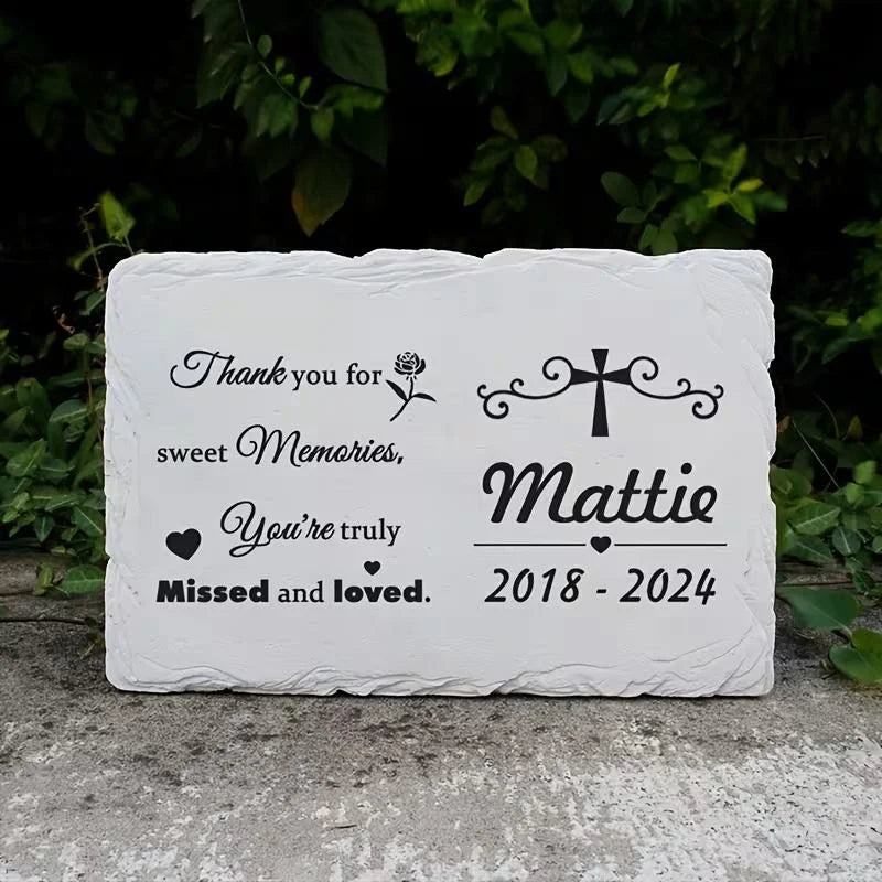 Customized Handmade Fashion Commemorative Resin Plaque Hand-painted Stone-like Cross Rose Engraved Design Warm Message Holiday