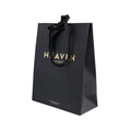 Eco Luxury White Card Paper Bag With Gold Foil logo for Shopping Gift Clothing Garment Dress Packaging Bag With Handle
