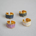 Wholesale High Quality French Elegant Ring Enamel Oil Open Ring Stainless Steel Gold Plated Ring for Women