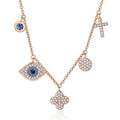 925 Silver Jewelry Rose Gold Plated Diamond Cz Devil Eye Charms Pendant Necklace for Women Fine Jewelry