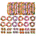 SC 2022 Handmade 4sets Kukui Nut Lei Necklace Colorful Flower Hawaii Necklace Graduation Party Dance Petal Women Men Necklace