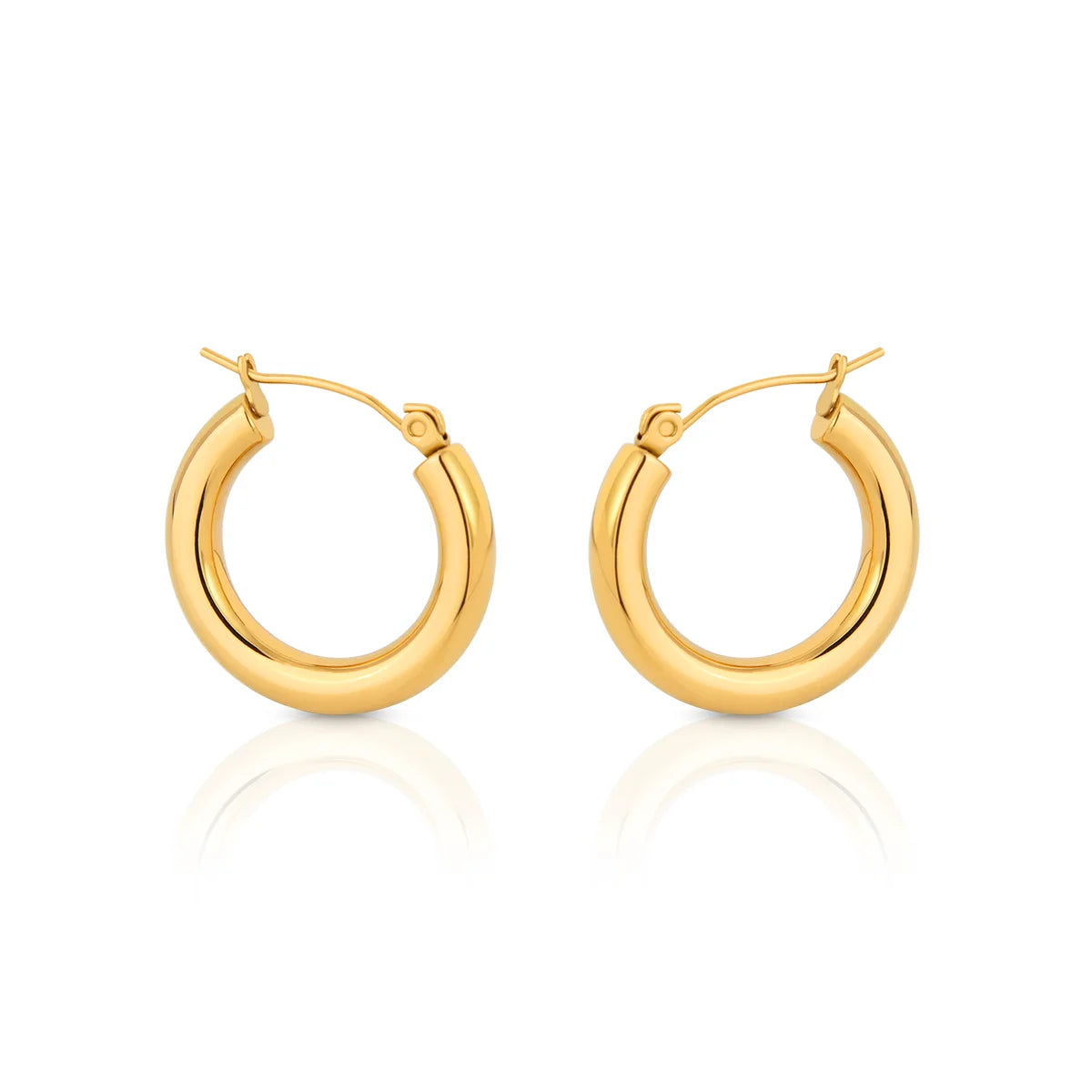 Chris April in Stock Water-proof 316L Stainless Steel PVD Gold Plated Glossy Hoop Earrings for Women