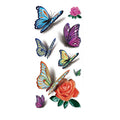 Runzio Waterproof 3D Flower Custom Temporary Butterfly Tattoo Sticker Designs-Colorful CMYK 90x190mm Easy Apply & Remove