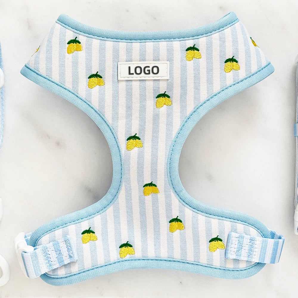 Printing Dog Harness Set Embroidery Pattern Pet Collar Leash LOW MOQ Customization Dog Collar and Leash Set Manufacturers