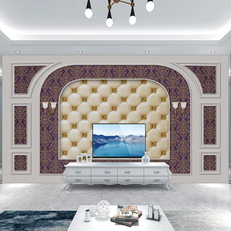 Tv Background Wall Wallpaper Living Room New Light Luxury Style Mural Modern Simple Film And Television Wall Covering