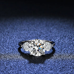 Factory Wholesale 3ct Moissanite Diamond Ring Double Heart Zircon 925 Sterling Silver Engagement Jewelry for Women