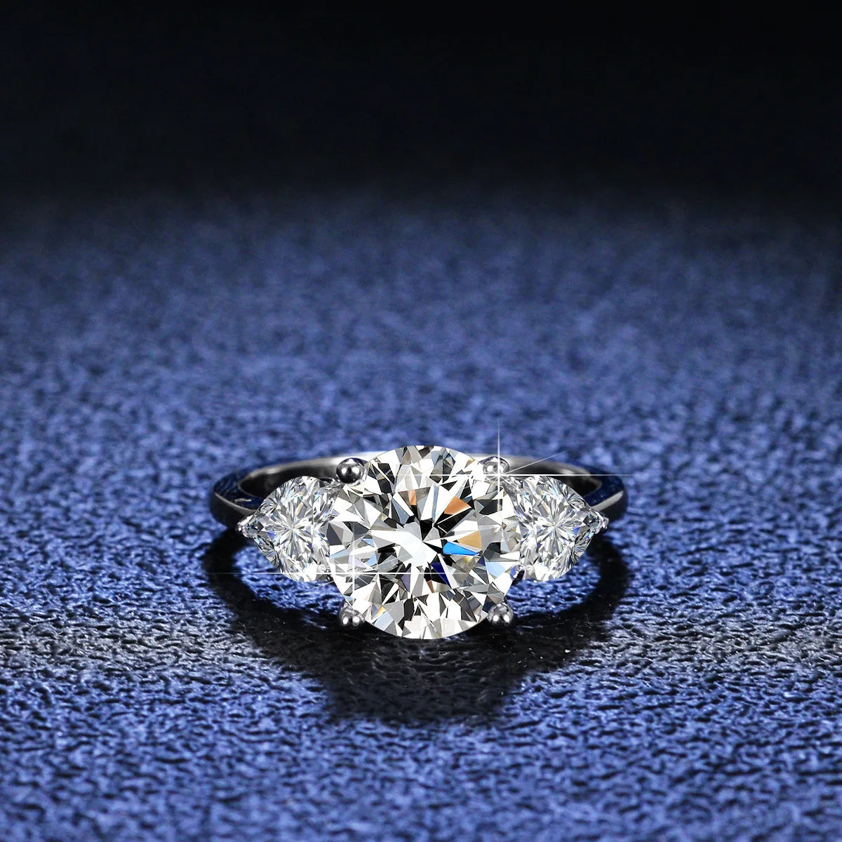 Factory Wholesale 3ct Moissanite Diamond Ring Double Heart Zircon 925 Sterling Silver Engagement Jewelry for Women