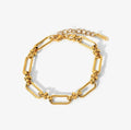 New Wide Chain Cross Link Vacuum Plating 18K Gold  Stainless Steel Bracelet