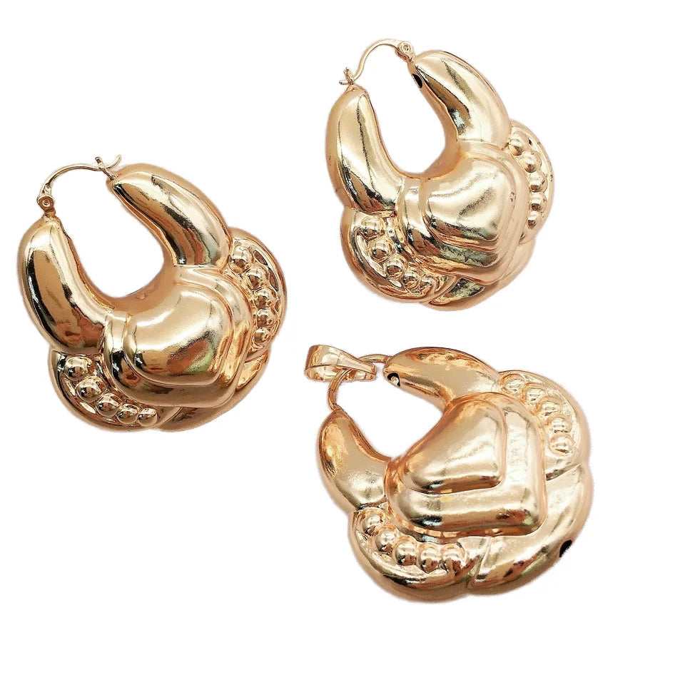 A5 xuping Jewelry Vintage Court Style Trend Luxury Creative Design Hoop Earrings Pendant Jewelry Set