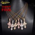 Fast Shipping Iced Out Baugette Cross Pendant 925 Sterling Silver Gold Plated GRA VVS Moissanite Charms Pendant