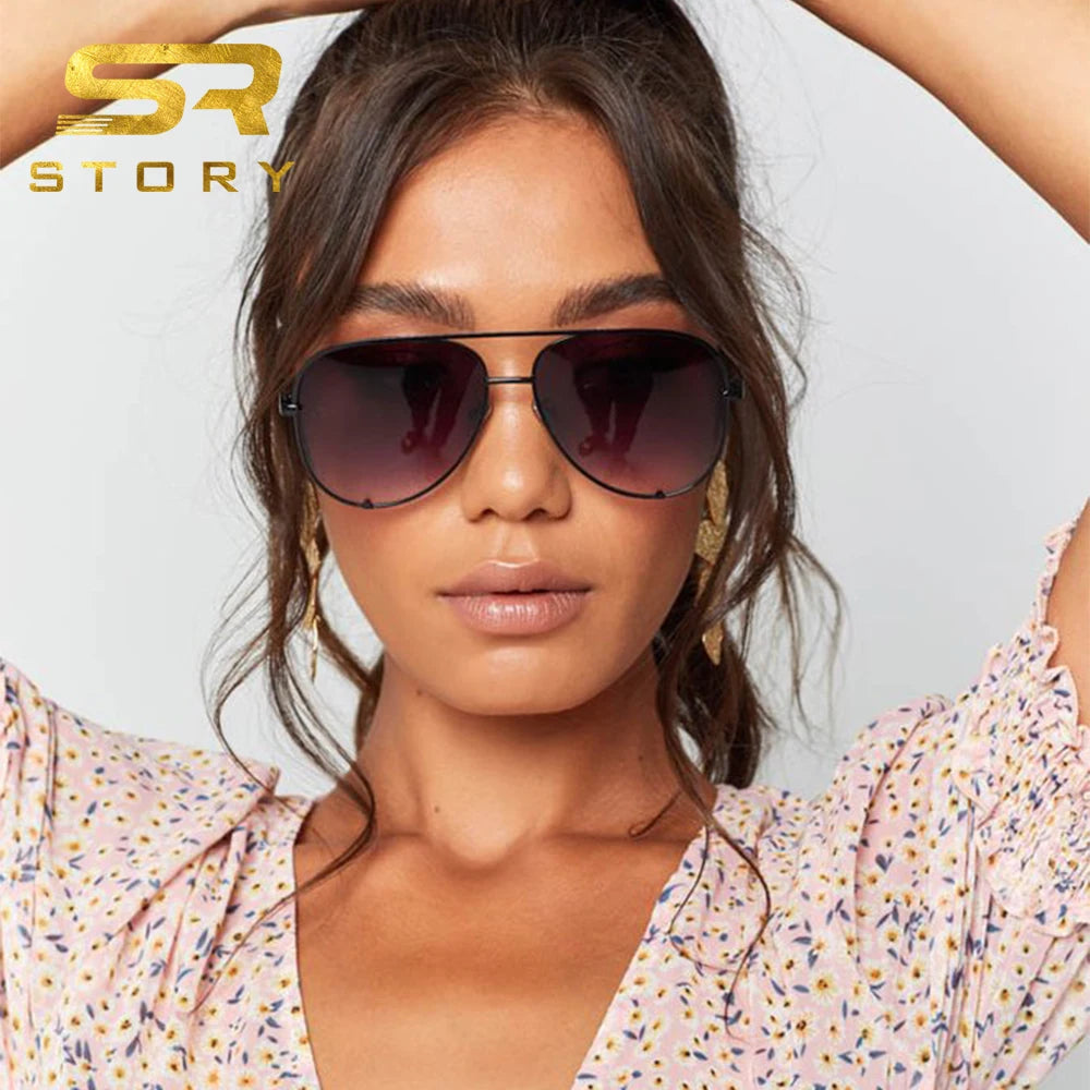 STORY T205 Classic Aviation Sunglasses Women 2020 Brand Designer Oversized Frame Black Pilot Sun Glasses UV400 Protection