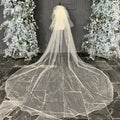 AL1074 Luxurious Ivory White Bridal Veil 4m Long 3m Wide Double Layer with Shiny Pearl Customizable Main Wedding Dress Bow Tiara