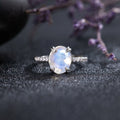 Luxury Fashion Handmade 925 Sterling Silver Natural Rainbow Moonstone Rings Jewelry Women Engagement Ring