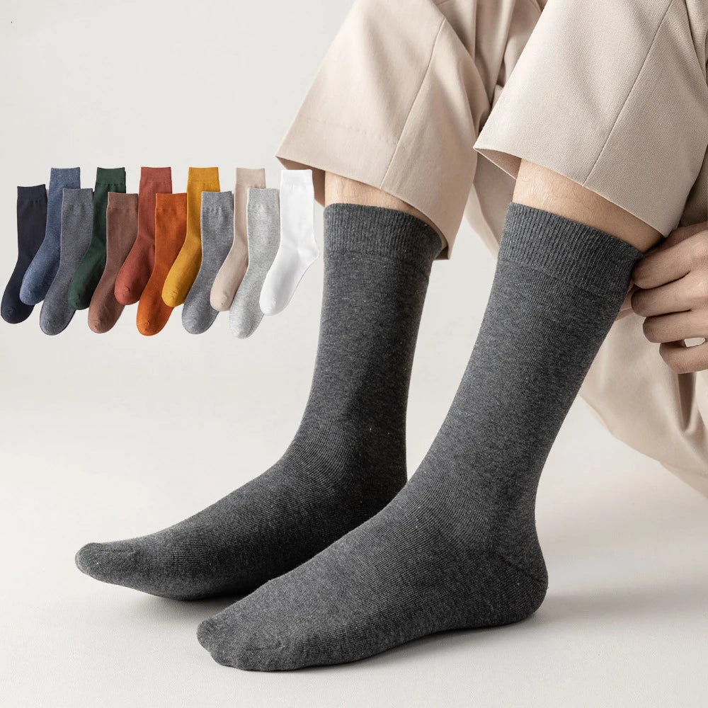 Hot Sale Classic Cotton Dress Socks Thin Lightweight Office Business Casual Crew Mens Socks