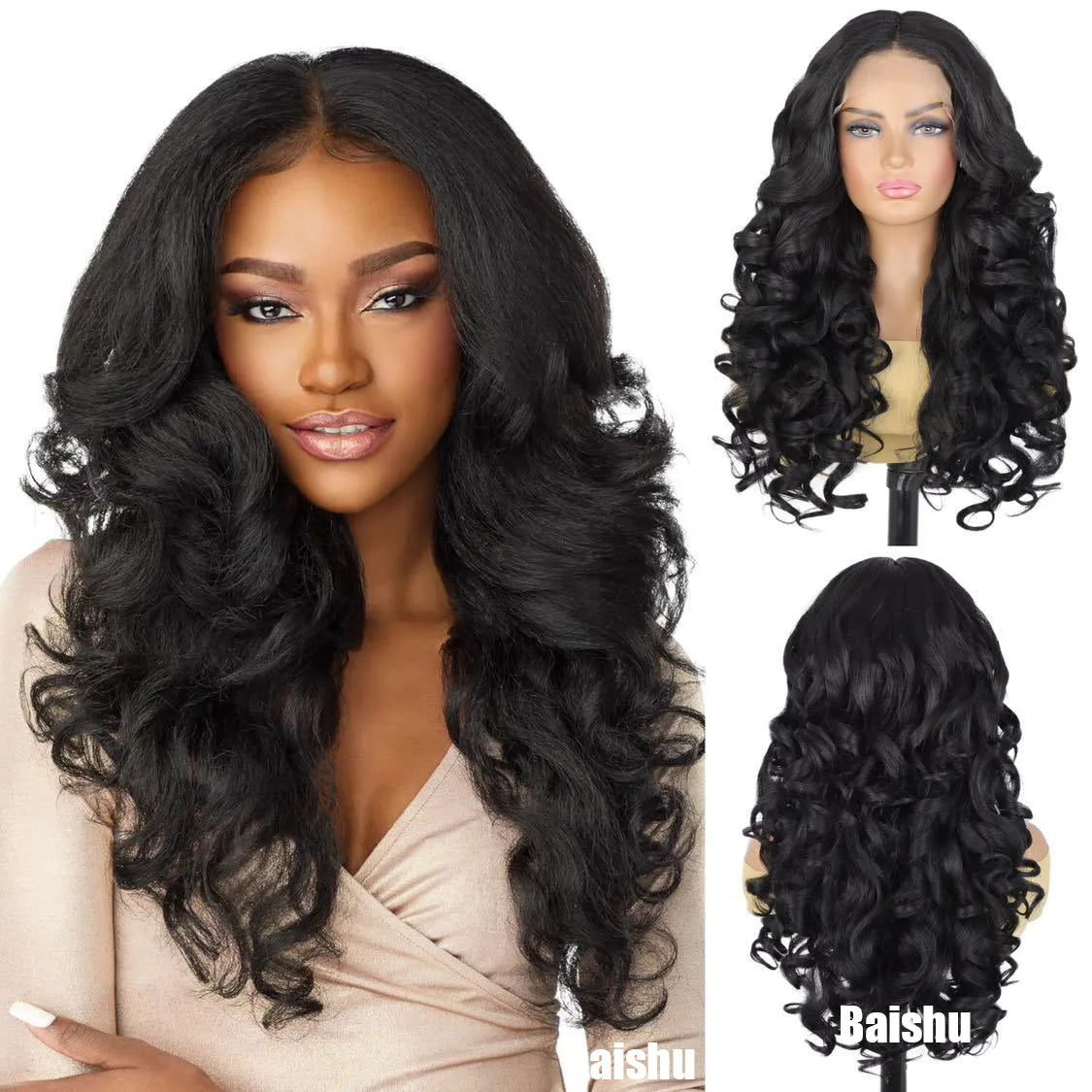 13*6 Cheap Fluffy Long Curly Hair Front Lace Curly Women Wigs Fluffy and Soft in Stock Wholesale